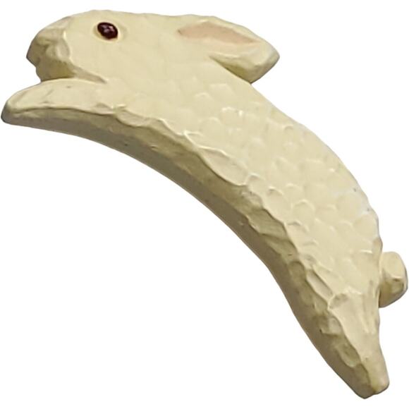 Vintage Hallmark Easter Bunny Hopping Pin Brooch Tack Rabbit Jumping White - Picture 6 of 9